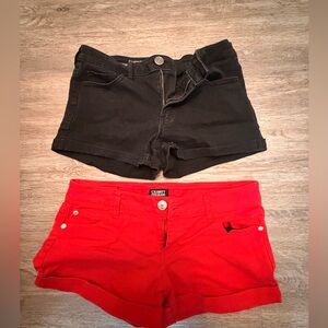 Lot of 2 - Celebrity Pink Red and Black low rise-Denim Shorts Duo